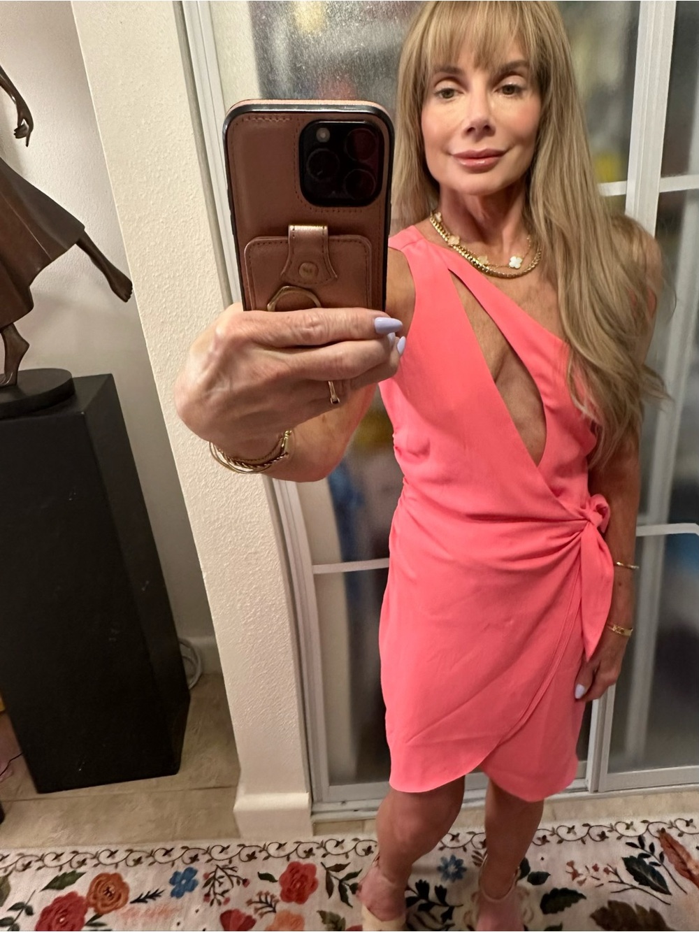 Amanda Uprichard Sleeveless Pink Asymmetrical one shoulder Wrap Dress -